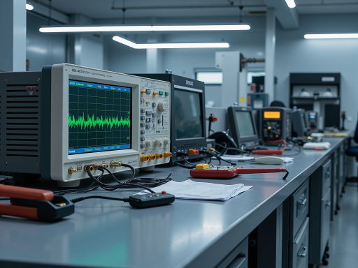 精密电子测试仪设备，白色外壳设计，大屏幕液晶显示器，操作按键布局合理